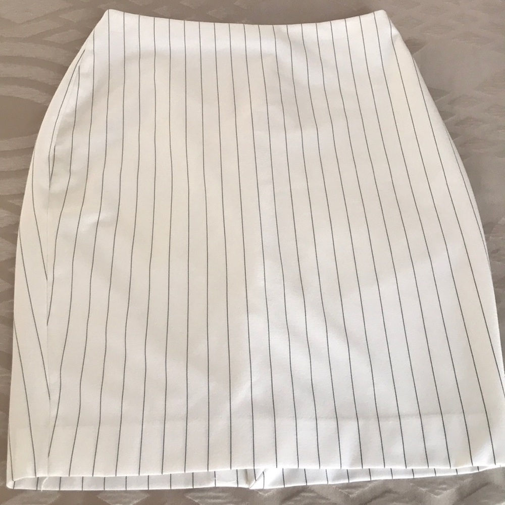 White with black pin stripes skirt